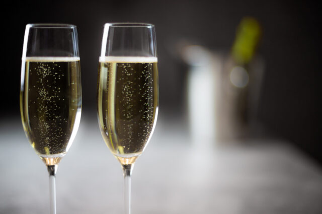 two champagne glasses